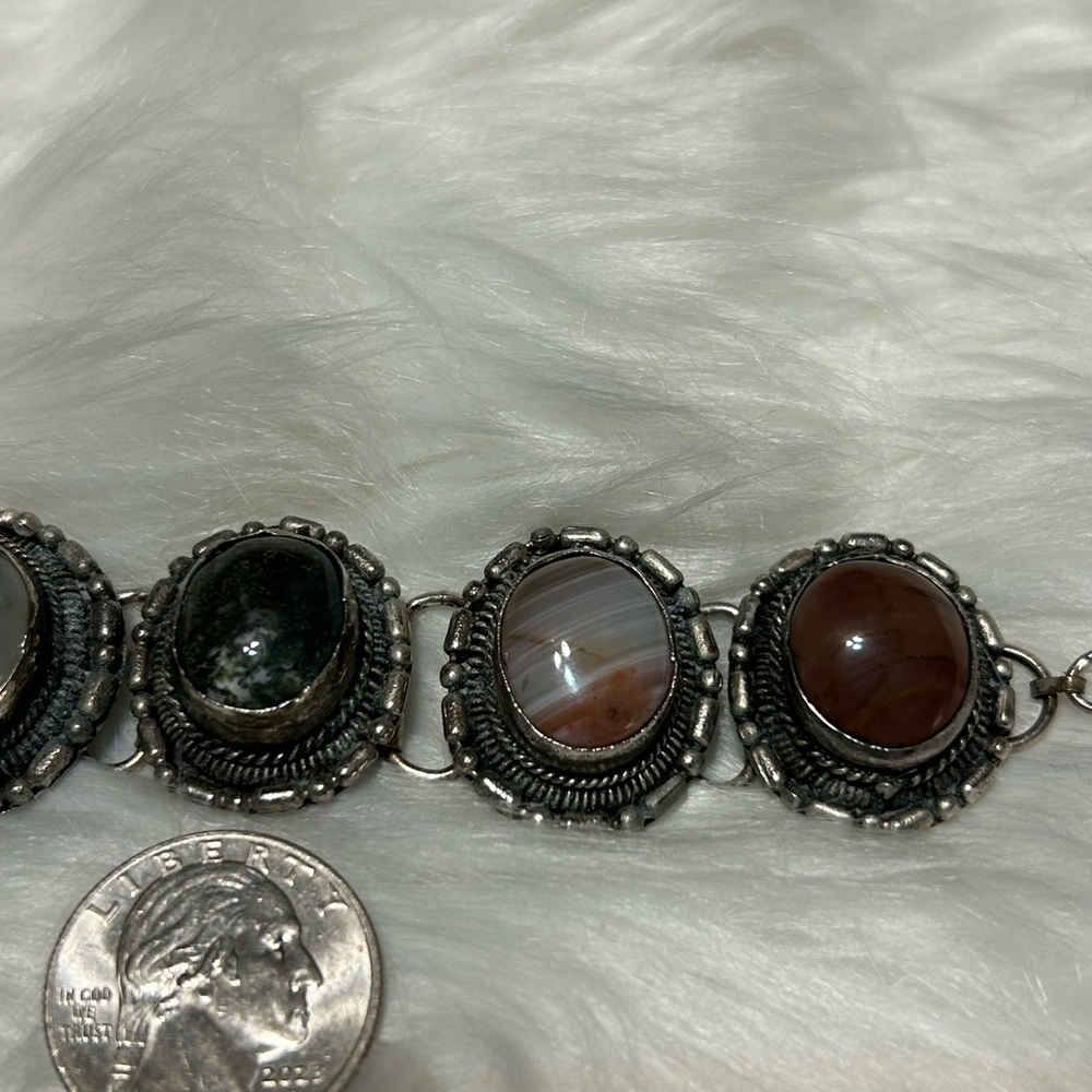 Elegant Silver and Multicolor Gemstone Bracelet - Picture 3 of 8